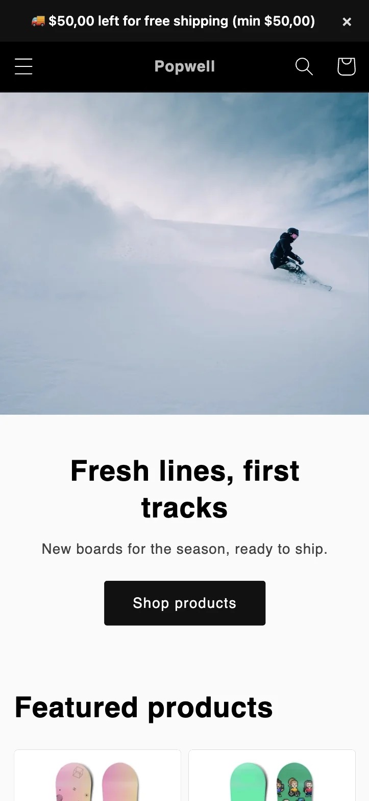 Free shipping bar on a phone