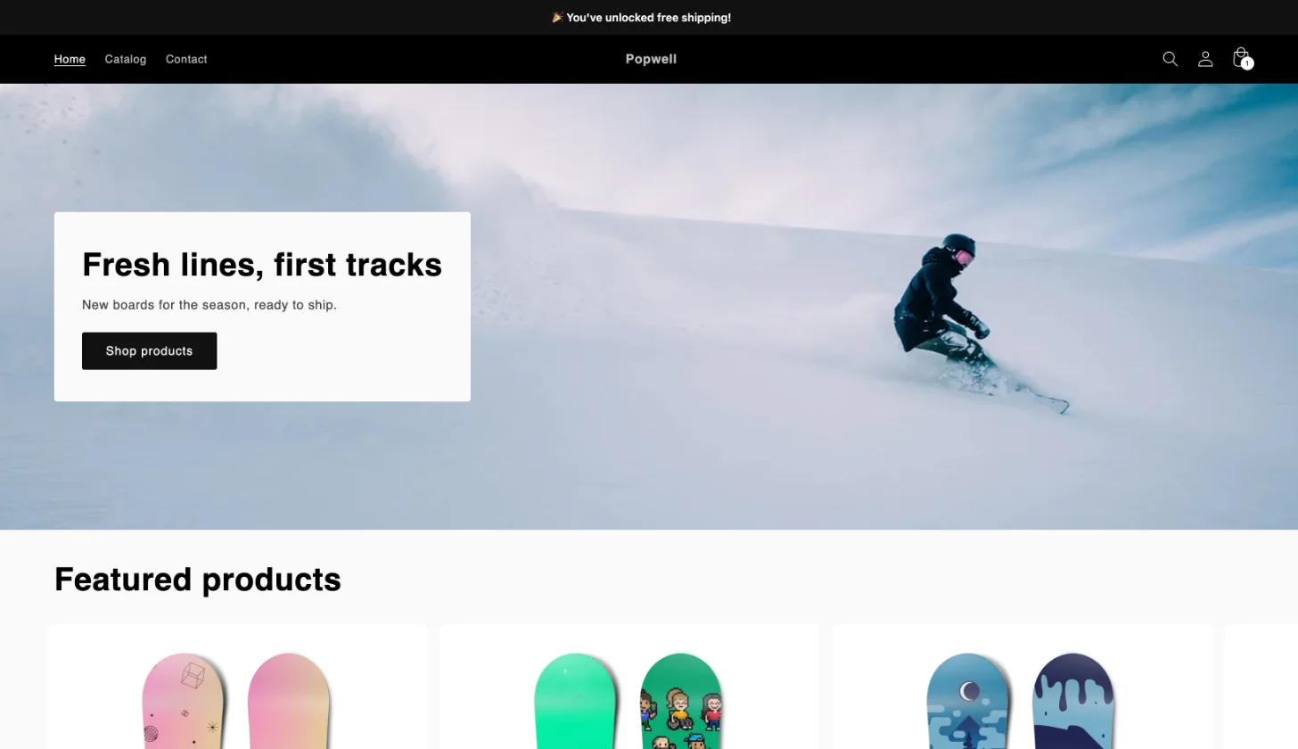Storefront bar saying free shipping is unlocked